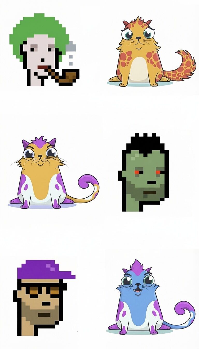 CryptoPunks and CryptoKitties - early Ethereum collectibles that influenced CryptoCities